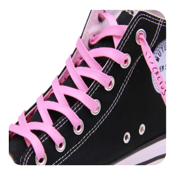 Weiou Drawcord Flat Waxed Shoelaces - Pink/Black