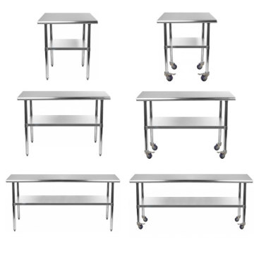 RUITAI Silver Stainless Steel Kitchen Work Table with Wheels