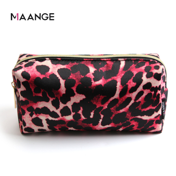 Leopard Print Makeup Organizer - Waterproof PU Leather Cosmetic Bag
