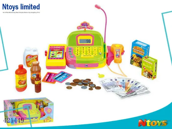 2014 POPULAR PLASTIC KIDS CASHIER DESK W/CALCULATOR,MUSIC,LIGHT,MICROPHONE)NOT INCLUDE BATTERY, 6442902