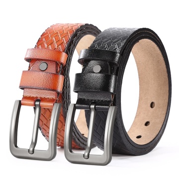  Genuine Leather Belt for Men with ZINC Alloy Buckle and Embossed/Laser Logo