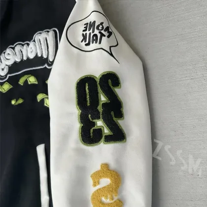 Custom Embroidery Genuine Leather Varsity Jacket with Chenille Sleeves