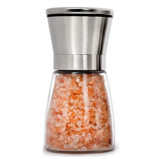Hyri Wholesale Glass Manual Salt Pepper Mill with Stainless Steel and Ceramic Core