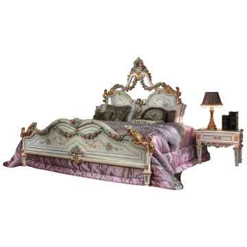 Handmade Carved Solid Wood Bed - Luxury French Style Bedroom Sets