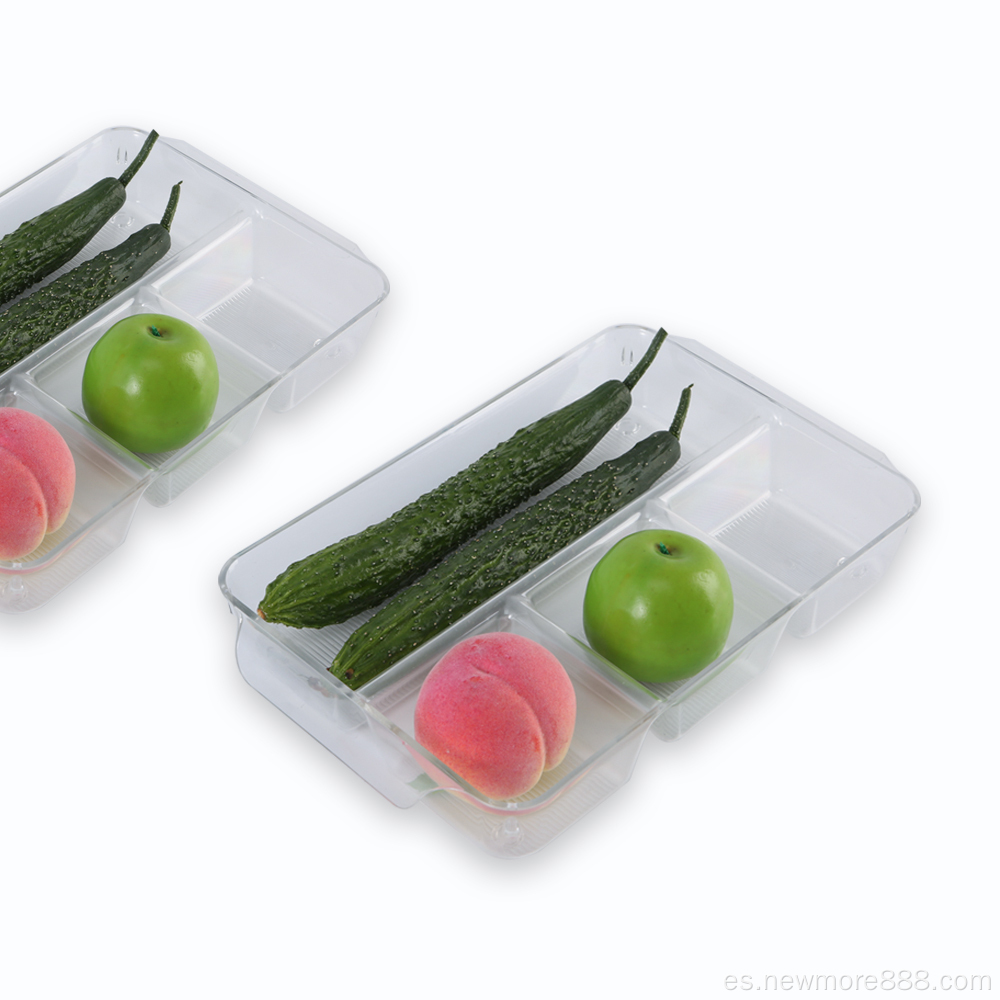 Caja de almacenamiento de refrigerador de vegetales de comparación con 4 compartimentos