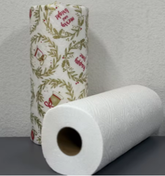 Ρολό πετσετών κουζίνας OEM 2 Ply Φυσικό Λευκό