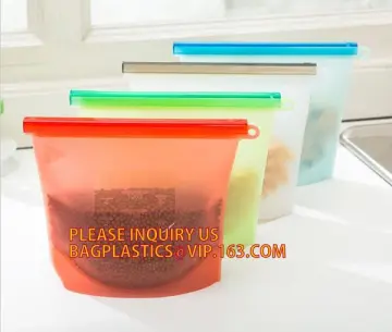 Food Grade Eco-Friendly Feature and Food Use Storage Bag Silicone Ziplock Bag, Fresh Vegetable Storage Reusable Silicone Food St