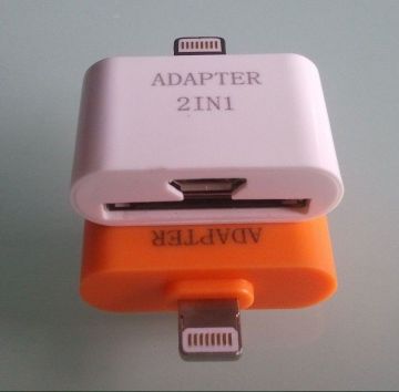 Portable 2 In 1 Adapter Handsfree Bluetooth Speakerphone Pc Orange &amp; White For Iphone 5