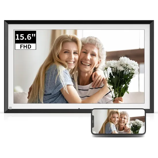 PGRETY 15.6 Inch Digital Photo Frame with Video, MP3 Player, 1+32GB Android Storage, Frameo FHD Touch Screen
