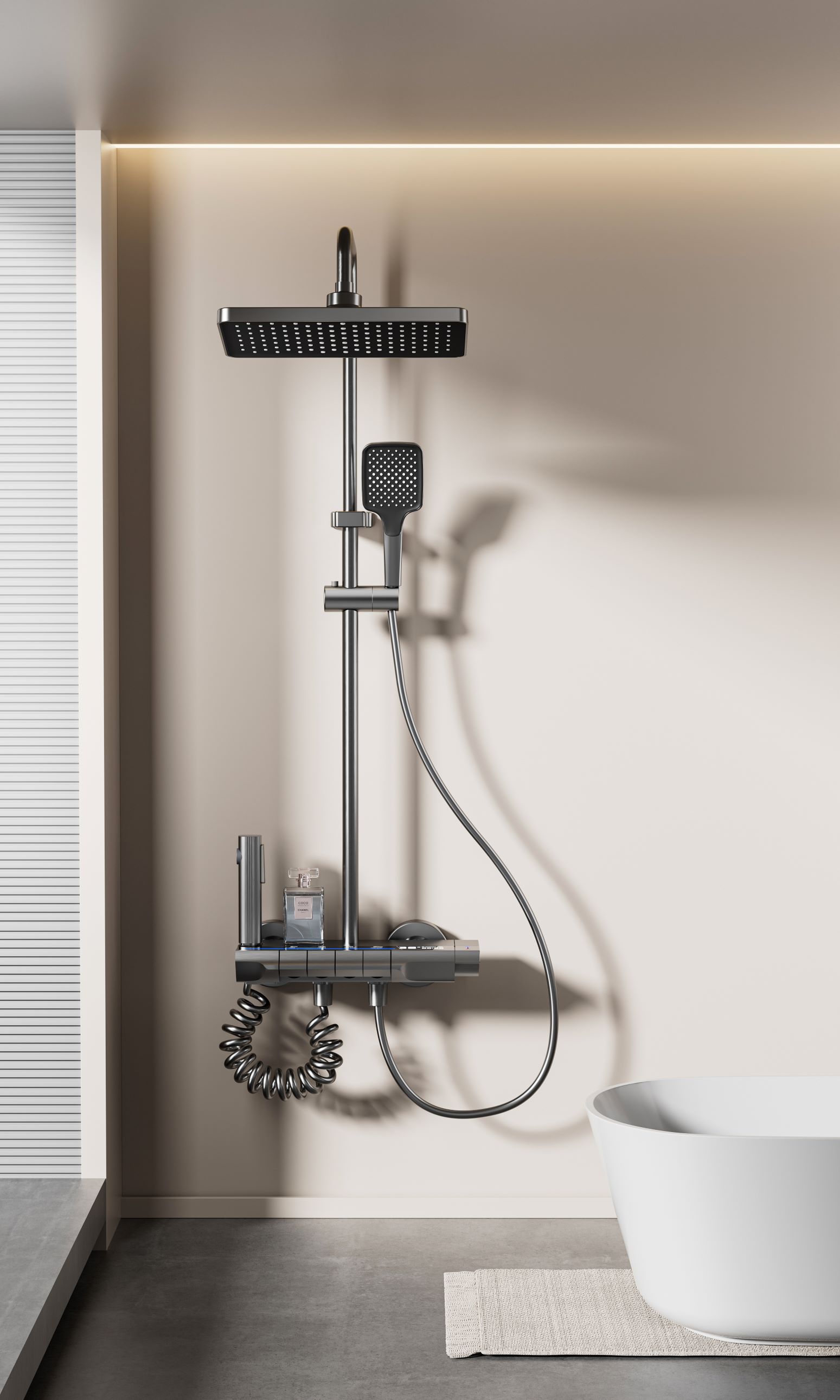 New Design Thermostatic Square Digital Display Shower Set