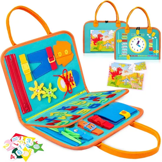 Montessori-Inspired Accessories: Interactive Sensory Learning Book and Felt Busy Board Parts for Toddlers