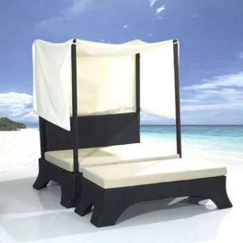 Malediven Rattan Lounge Set with Footstool