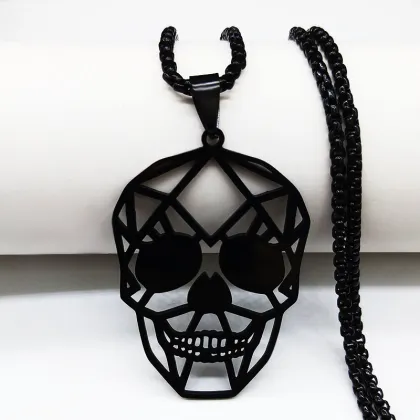 Goth Cool Skull Neck Pendant Stainless Steel Chain Necklace