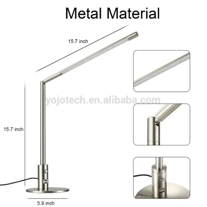 Adjustable metal Modern LED office desk lighting with Two USB Charging Port