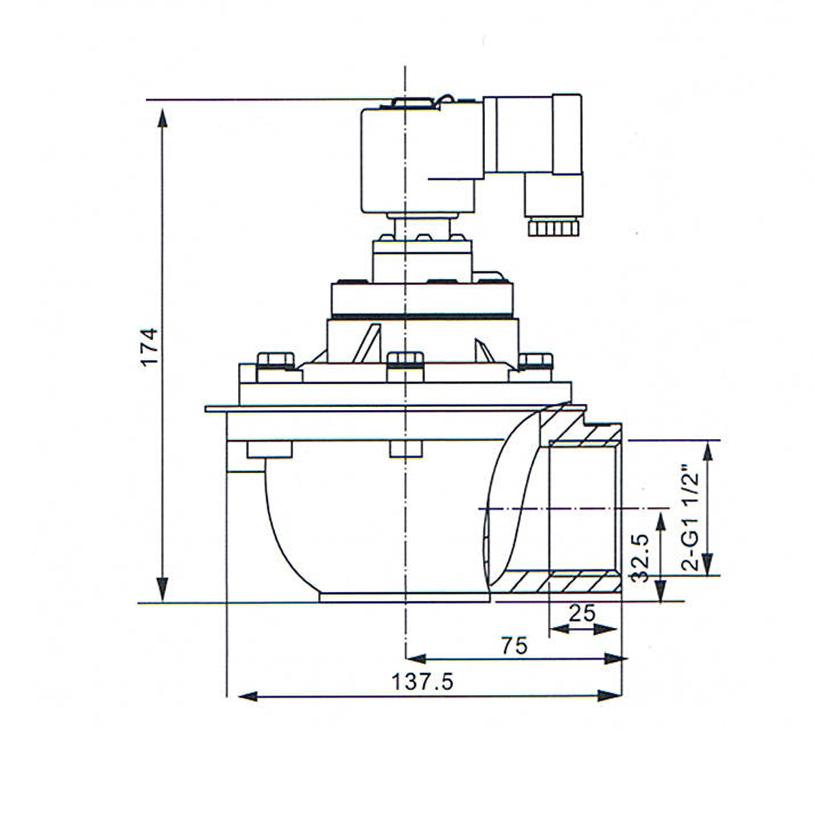 Demension Of G1-1/2'' Dust Collector Pulse Valve: