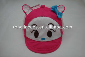 Embroidery girl's 100% cotton baby cap with bowknot