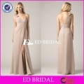 CE1049 Elegante 2015 de un hombro largo desnuda vestidos de dama de faja lateral