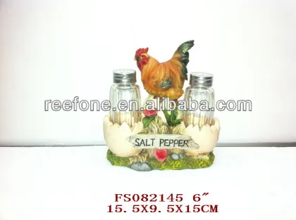 resin chicken figurine with salt pepper