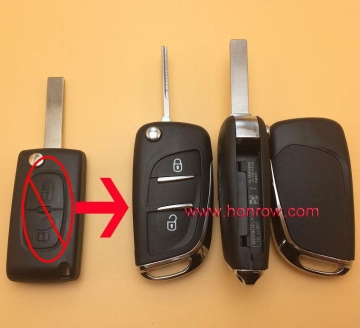 High Quality Citroen 2 button modified remote key blank with HU83 407 Blade -- With battery place (No Logo)