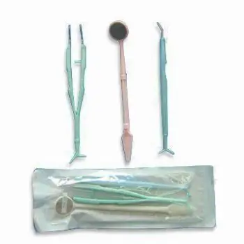 Dental Instrument Kit, Measures 19.5cm, Includes PC Mirror, 2 Curve Needles and Metal Forceps