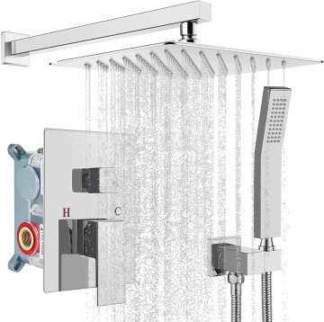 Luxury Rain Mixer Shower Head Combo Set - Bathroom Bath and Shower System