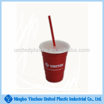 16 oz Red Solo Cup with lid and straw