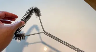 BBQ Accessories Kitchen Equipment Plastic Black Silver Three-Sided Grill Brush