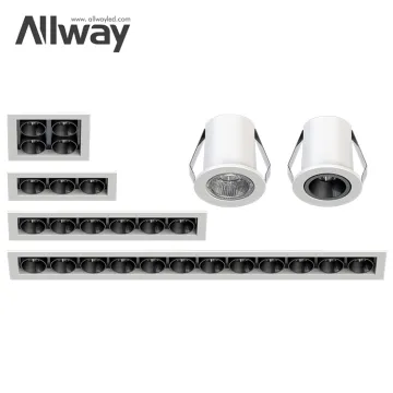 ALLWAY High Lumens Aluminum Recessed Ceiling Linear Down Light: 2W, 5W, 6W, 8W, 10W, 20W LED Downlights for Indoor Hotel and Home Spot Lighting