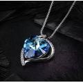 Fashion Classic Ocean Heart Blue Love Crystal Necklace