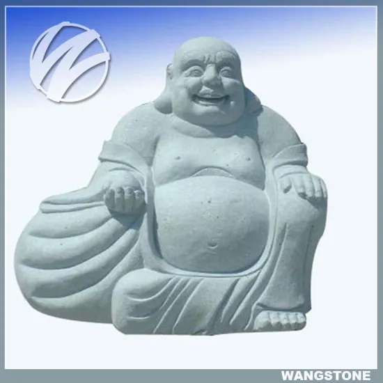 Large white stone carving laughing buddha statue