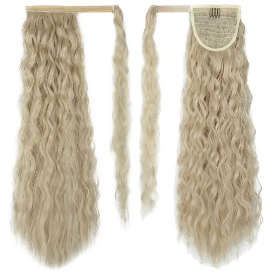 Hair Water Wave Mixed Brown Blonde Ponytail Wrap Round Hairpiece Heat Resistant Synthetic Hair Extension For Black Women