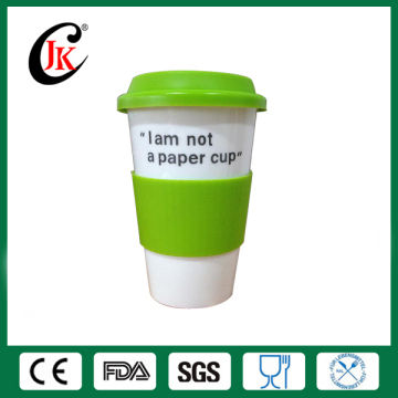 Handless ceramic coffee mug/starbucks coffee mug with silicon rubber