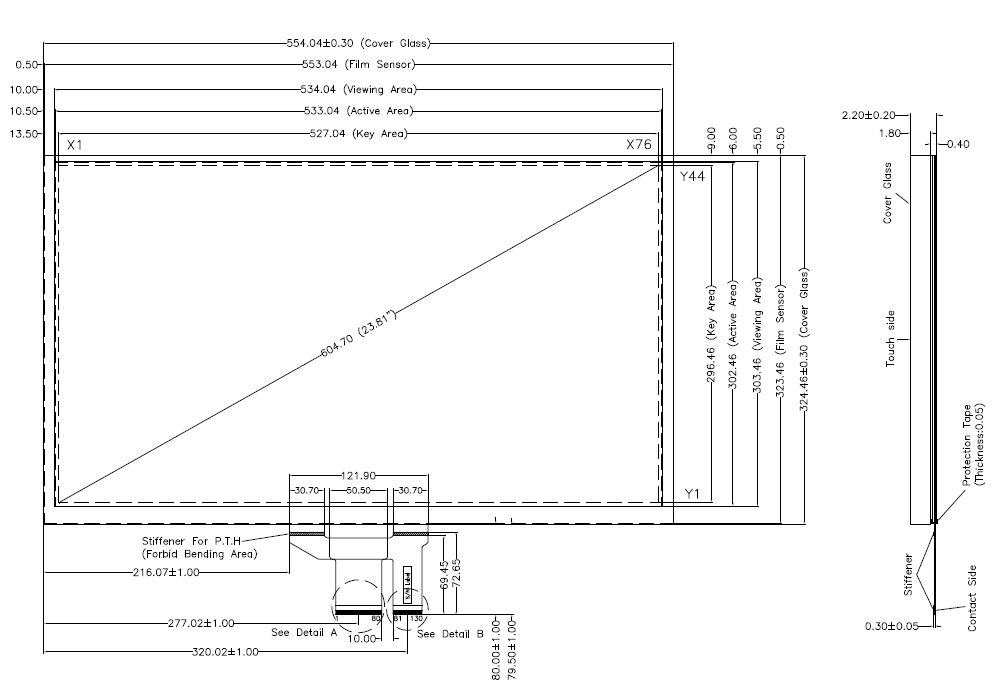 Écran tactile capacitif AMT 23,8 pouces P3034-A20