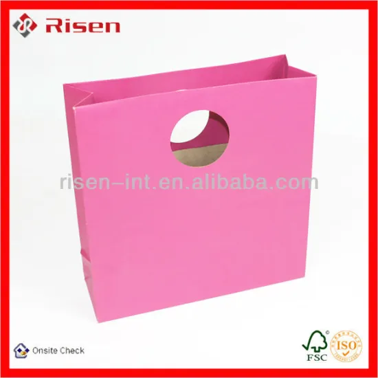 hot hard useful gift kraft paper bags with die cut handle