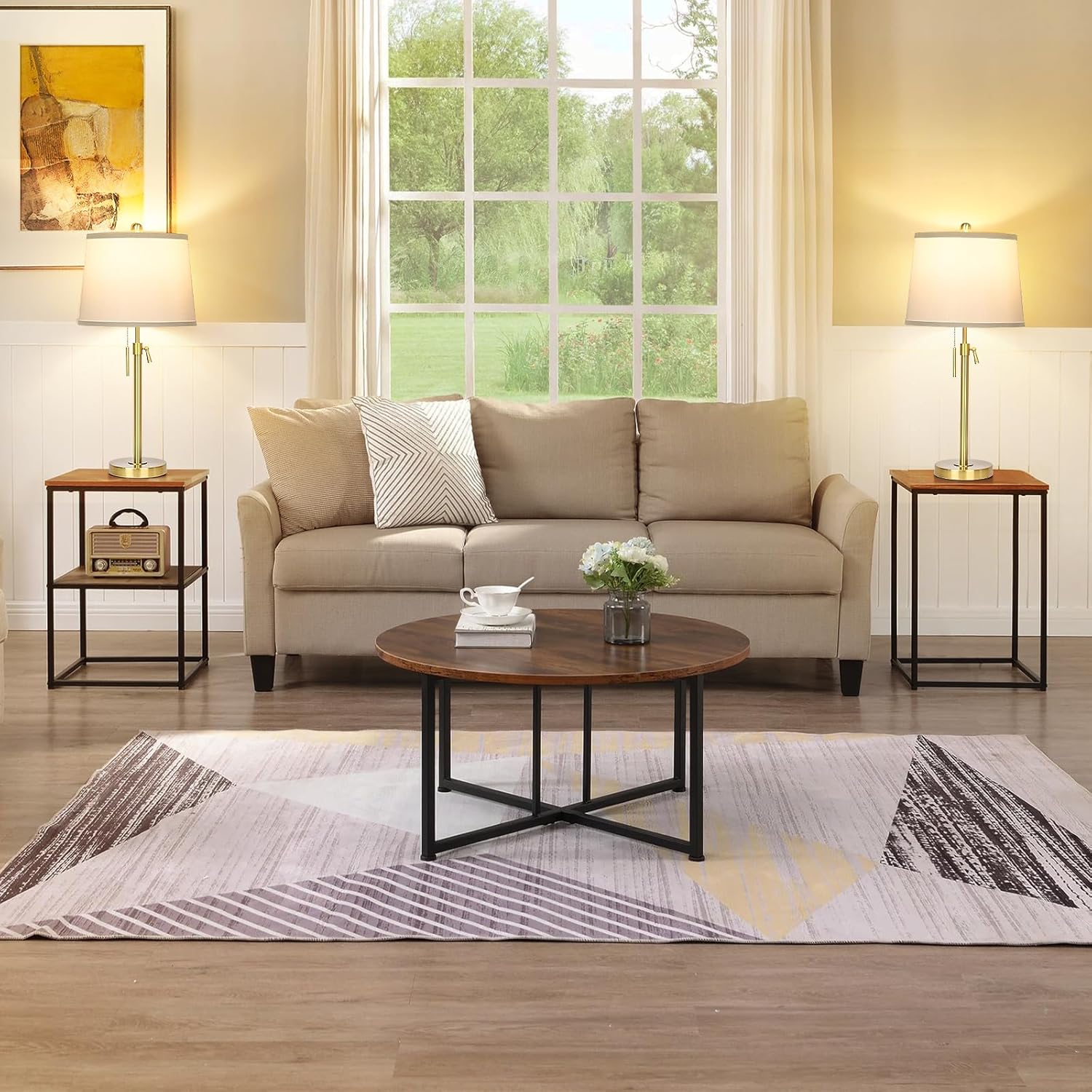 T250916 Adjustable Height Lamp for Bedroom Nightstand Farmhouse with Pull Chain (3)