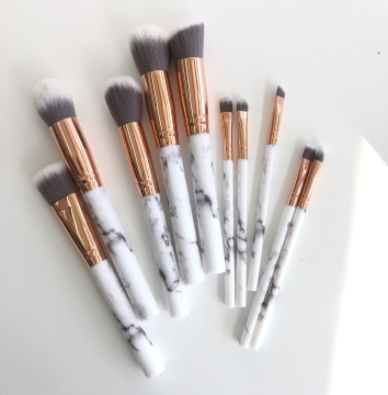 Private Label Marble Synthetic Eyeshadow Brush Set - 10pcs