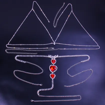 Brave Light Adjustable Bra Chain - Red Love Sexy Thong Suit Jewelry