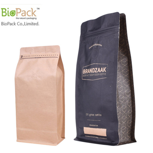 Compostable Cornstrach Plastic Square Bottom Stand Up Bag Custom Prirnting With Ziplock On Top