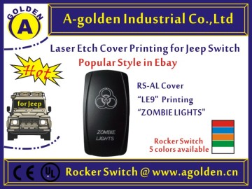 HOT cover! Carling Style 12V/ 24V LED Rocker Switch T85 15A Waterproof Cover "L" type ZOMBIE LIGHTS writing