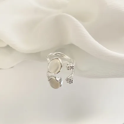 Charming Fashion Factory Wholesale S925 Sterling Silver White Chalcedony Ring Jewelry Set 2023