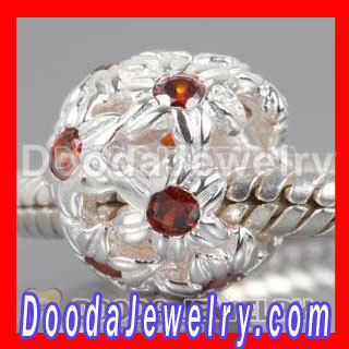 Discount European 925 Sterling Silver Beads In Hollow Design For European Jewelry Bracelet With Grey Gemstone 
