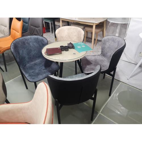 New Modern Luxury Furniture Dining Chair Metal Frame Upholstered Fabric Dining Chair Manufactory