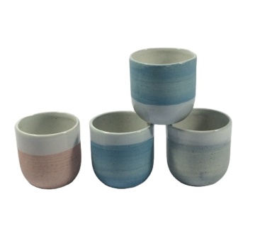 Ceramic Rough Blue Clay Candle Pot Holder