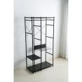 clothes rack with black metal wardrobe