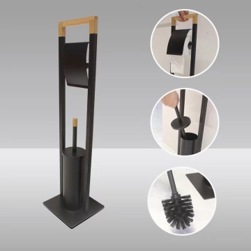 Free Standing Toilet Tissue Roll Holder with Brush Stand Organizer