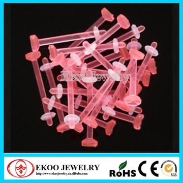 Pink Color Tongue Retainers Body Jewelry