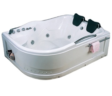 Bañera blanca acrílica de hidromasaje para dos - 1.8m grandes con cuatro chalecos y grifos