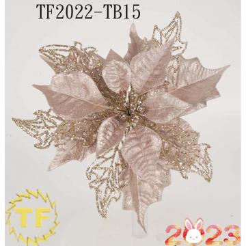 10 &quot;Pink Glitter Poinalic Poinsettia Clip de Navidad en