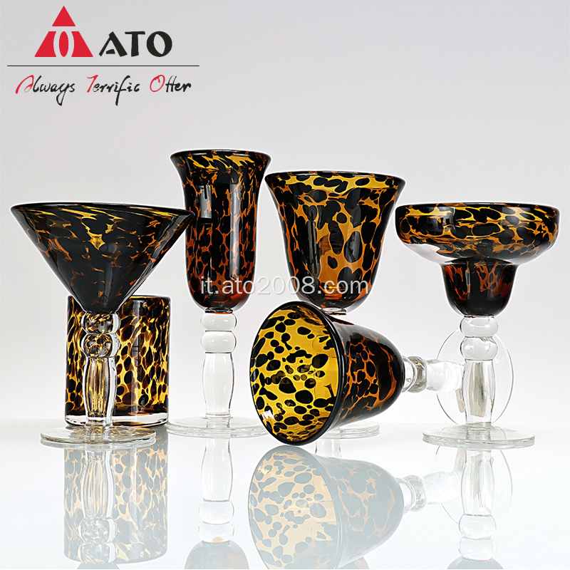 Set di bicchieri da vino con stampa leopardata martini bicchiere
