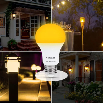 LOHAS No Blue Light Bug Bulb with Dusk to Dawn Light Sensor - Yellow LED Bug Bulb for Home Porch and Garden